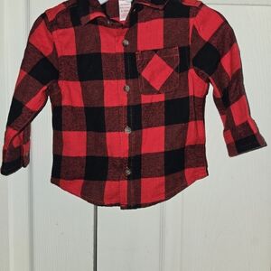 Plaid Kids Shirt - Red and Black